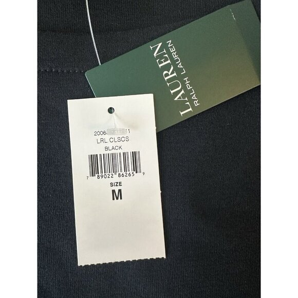 NEW Lauren Ralph Lauren W's Sz M Top Cuffed Short Sleeve Black Gold Zip Accent - Picture 7 of 11